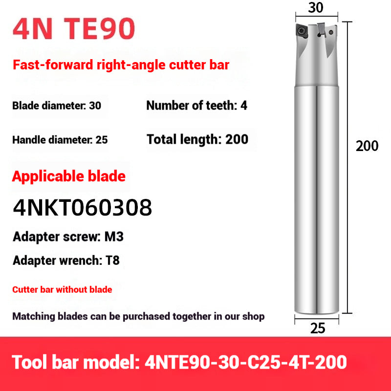 1051-TE90 fast feed milling cutter shank 90 degree right angle square shoulder milling cutter shank 4NKT060308 fast feed milling cutter blade replace 1135 Shandong Denso Pricision Tools Co.,Ltd.